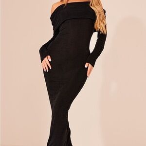 PrettyLittleThing Off-Shoulder Floor Length Dress